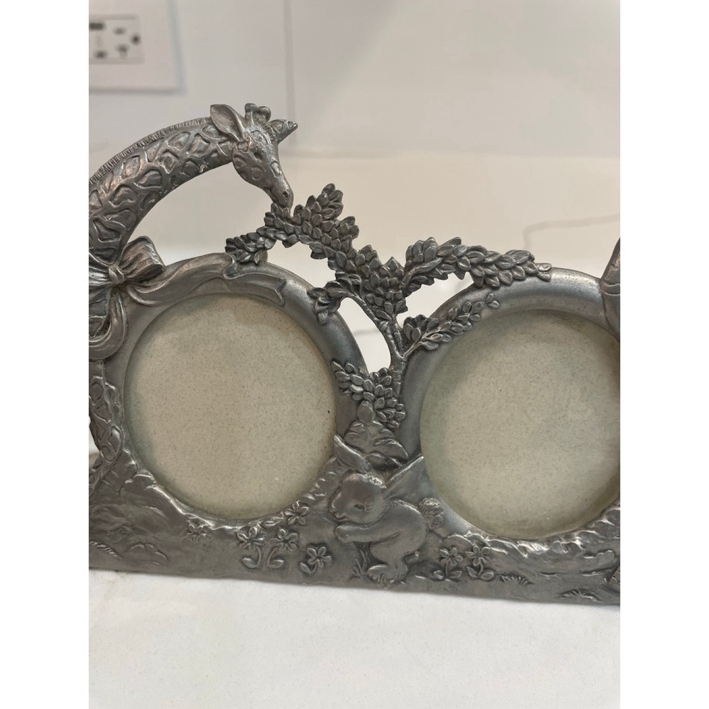 Vintage Seagull Pewter Silver Jungle Animal Multi Picture Frame Baby Room Child - Picture 3 of 11